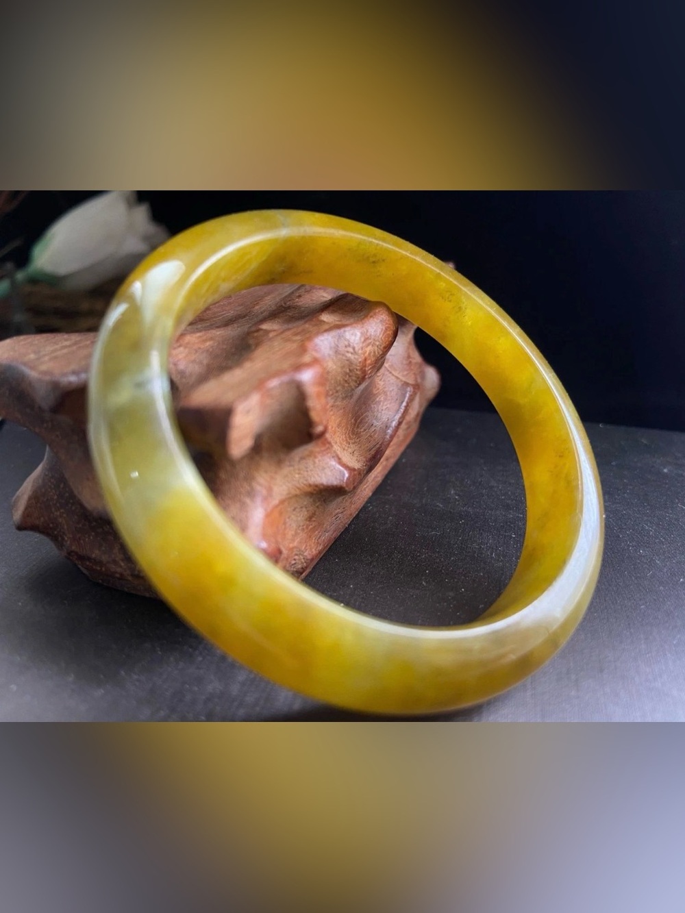 Yellow Jade Bangle Bracelet - Women Jewelry